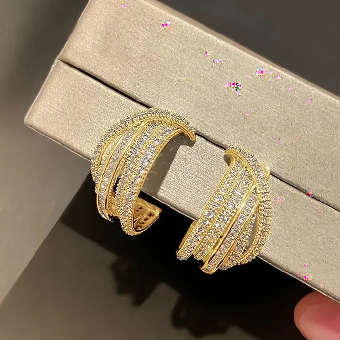 Claw Shaped Women Hoop Earrings Copper Alloy with Cubic Zirconia Jewelry
