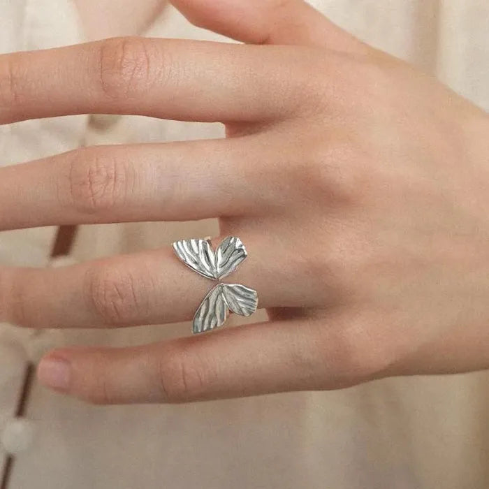 Personalized Copper Butterfly Open Ring Vintage Geometric Jewelry Gift Women