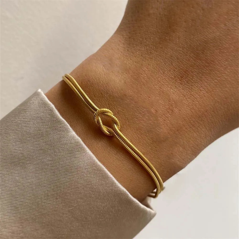 Vintage Stainless Steel Woven Twist Bracelets Bangles for Men Women Jewelry