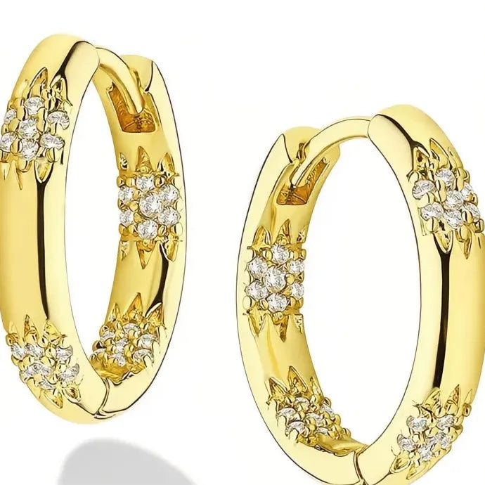 Gold Circle Earrings with Cubic Zirconia Geometric Hoop Jewelry for Women
