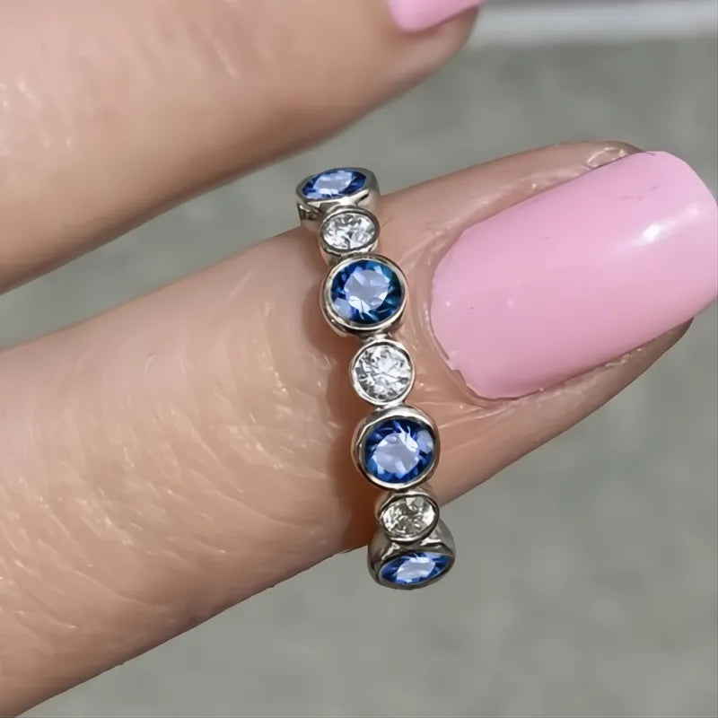 Trendy Round Cubic Zirconia Ring for Women Silver Gold Color Fashion Jewelry Daily Wear