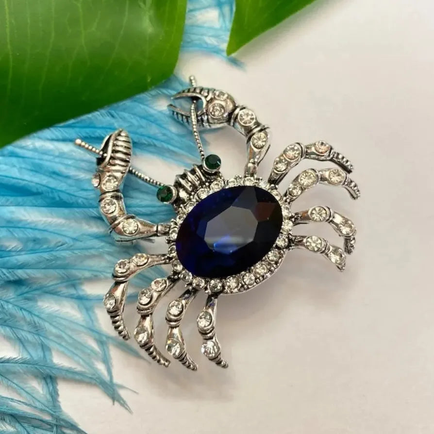 Elegant Rhinestone Crab Brooch Classic Jewelry for Women