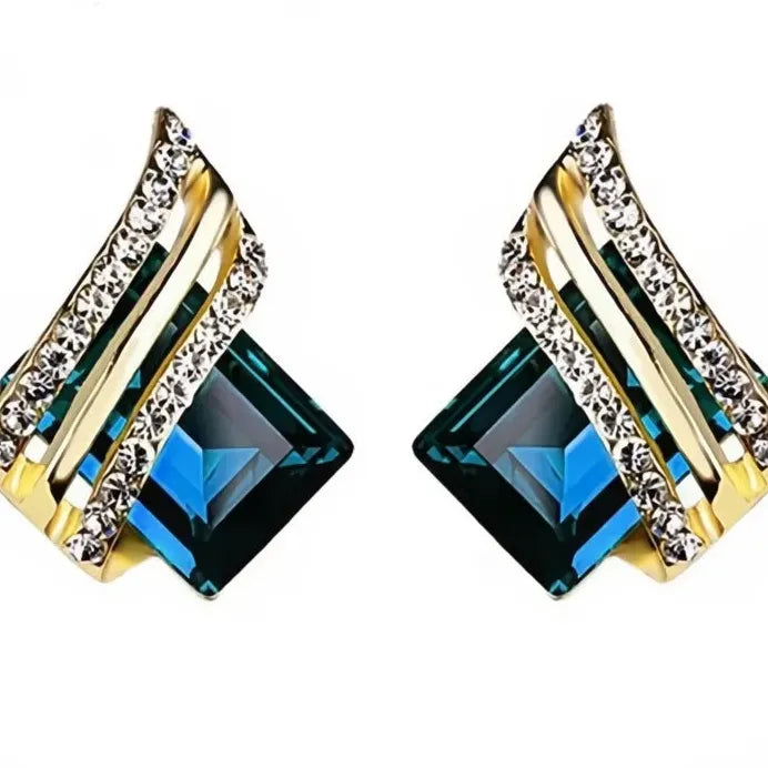 Geometric Cubic Zirconia Stud Earrings for Women Wedding Jewelry Gifts