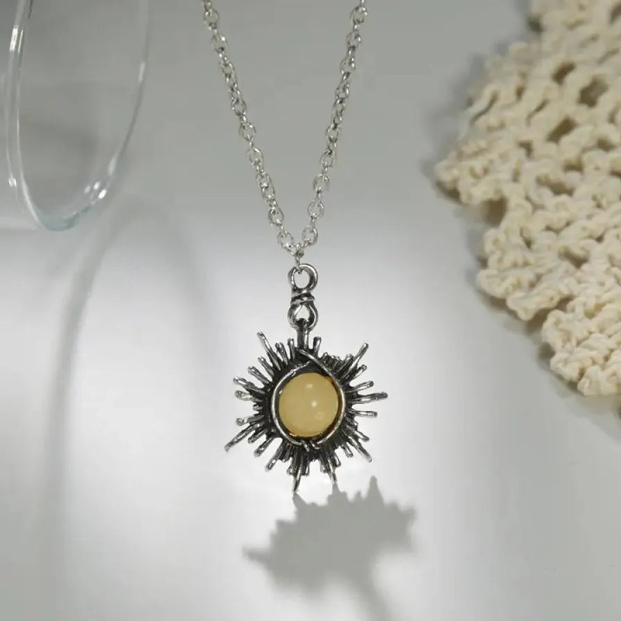 Moonstone Crescent Moon Pendant Necklace Vintage Boho Celestial Jewelry Gifts