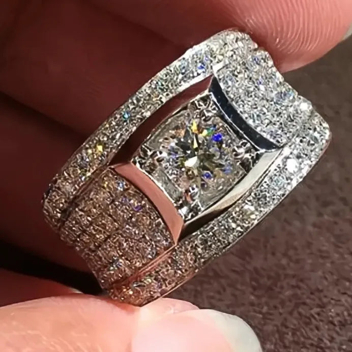 Elegant Women’s Silver Cubic Zirconia Cocktail Ring for Parties