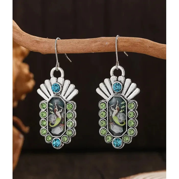Vintage Bohemian Irregular Drop Earrings Zinc Alloy Ethnic Silver Statement Gift