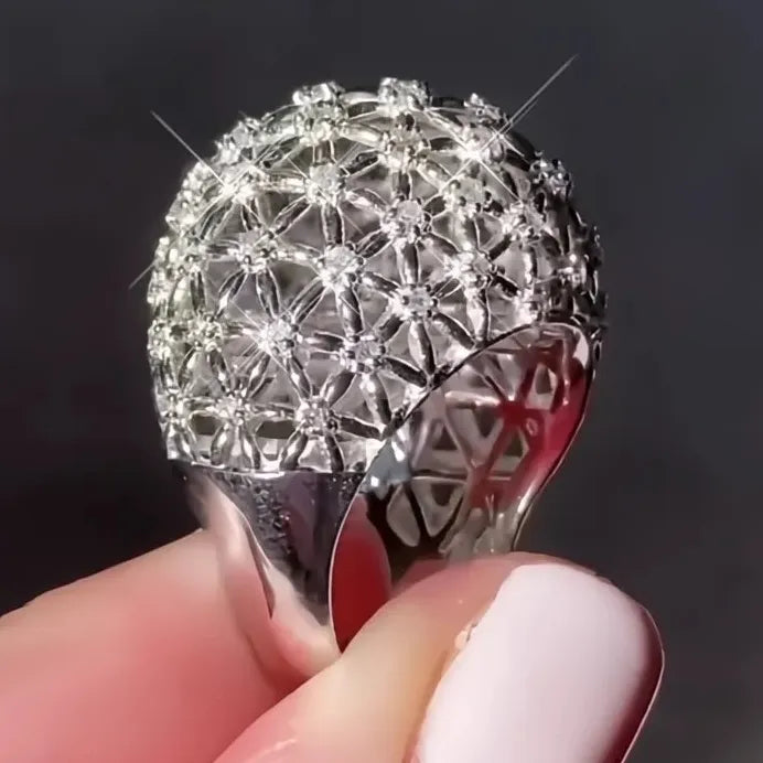 Luxury Women's Geometric Cubic Zirconia Wedding & Party Ring