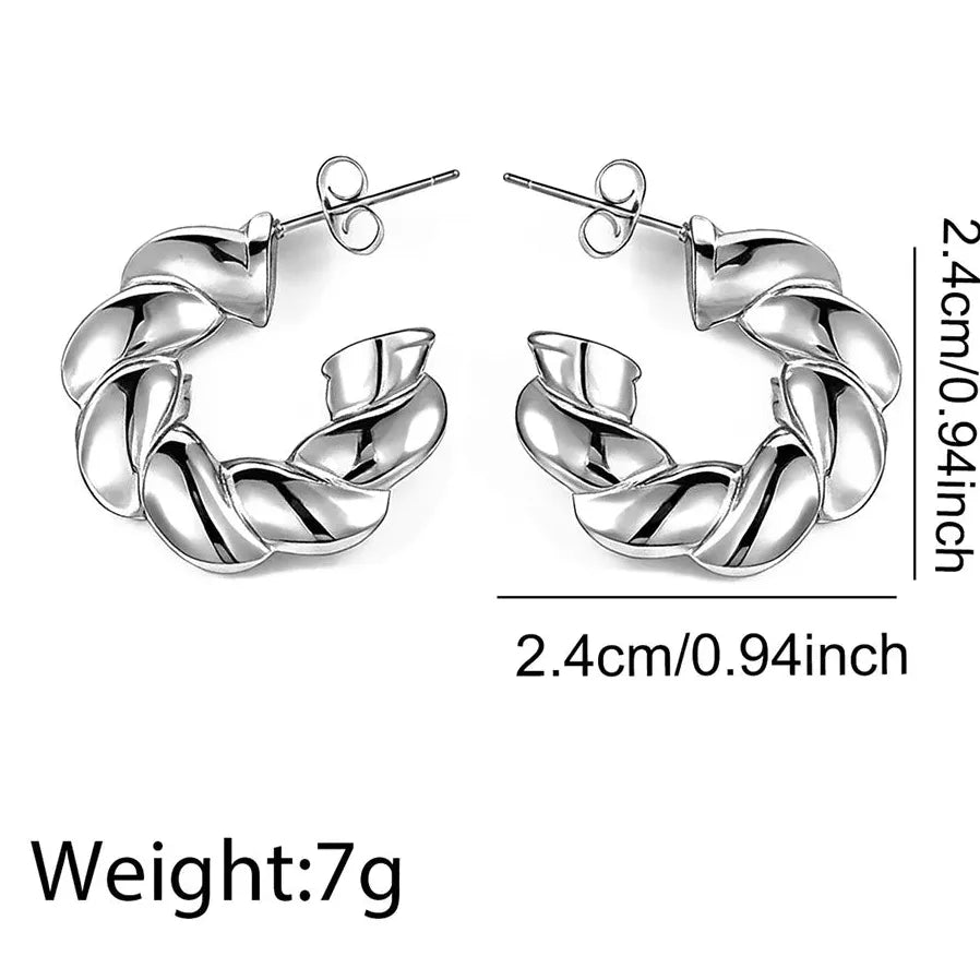 Stainless Steel Geometric Twist Earrings for Women Men Silver Fashion Jewelry