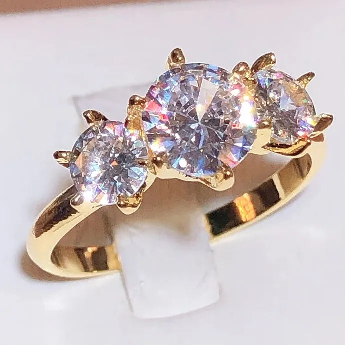2022 New 18K Gold 925 Stamp White Zirconia Diamond Row Ring for Women