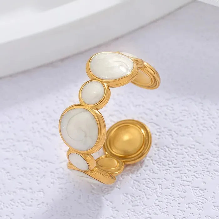 Stainless Steel Unisex Open Rings Geometric Drip Oil Design Waterproof Jewelry