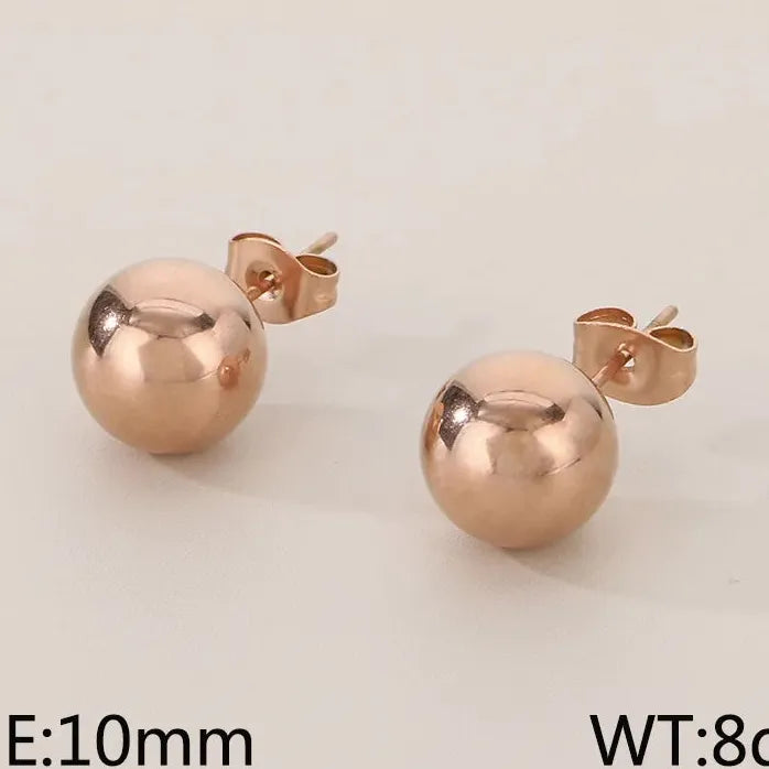 Gold Stainless Steel Hollow Ball Stud Earrings for Women Wedding Jewelry