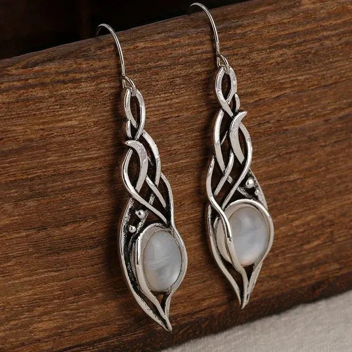 Vintage Bohemian Synthetic Opal Drop Earrings Zinc Alloy for Women Daily Wear