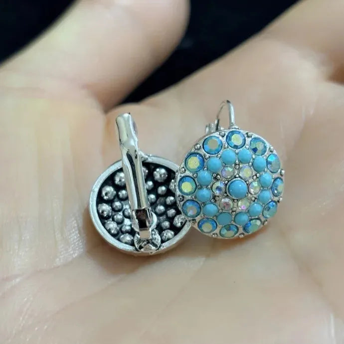Silver Gold Geometric Rhinestone Imitation Pearl Turquoise Bead Drop Earrings for Women