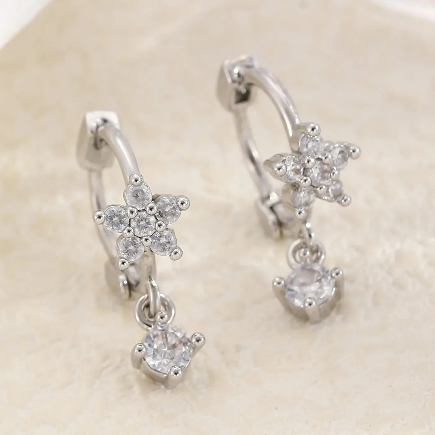 Gold-Plated Butterfly Hoop Earrings with Crystal Waterdrop Pendants