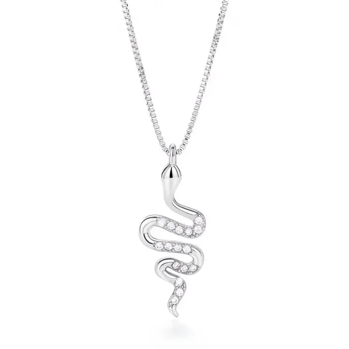 Geometric Snake Pendant Necklace with Cubic Zirconia Copper Alloy Gift for Women