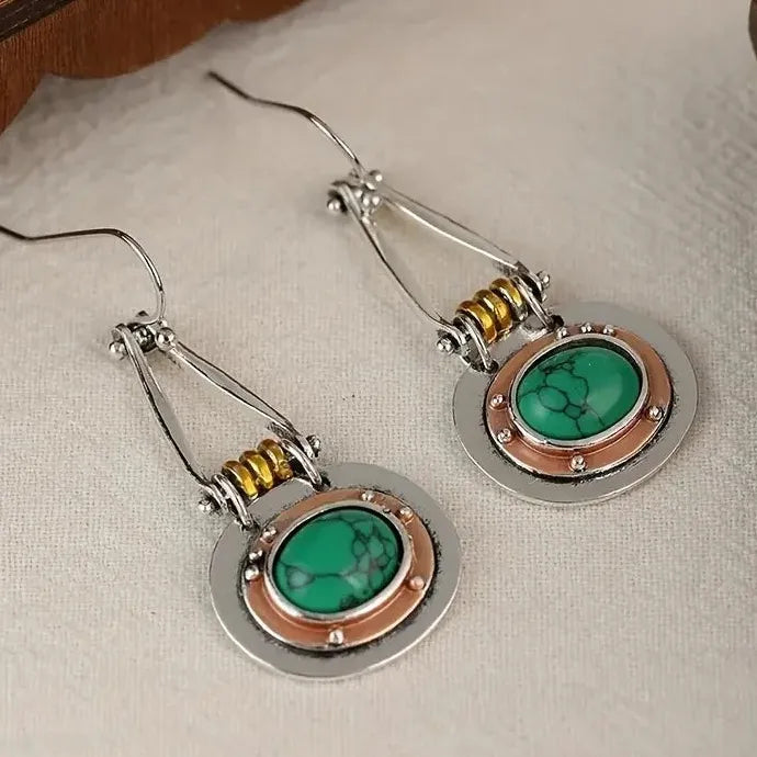 Vintage Turquoise Dangle Earrings for Women - Zinc Alloy Silver Plated Jewelry Gift