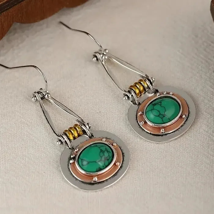 Retro Silver Long Drop Earrings for Women Resin Zinc Alloy Jewelry Hot Sale