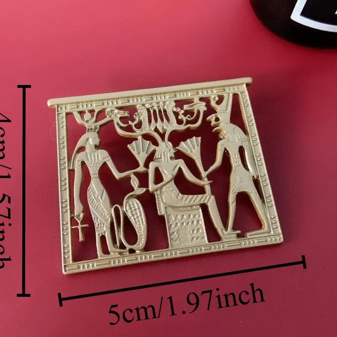 Classic Egyptian Pharaoh Openwork Brooch Pin for Women Elegant Style