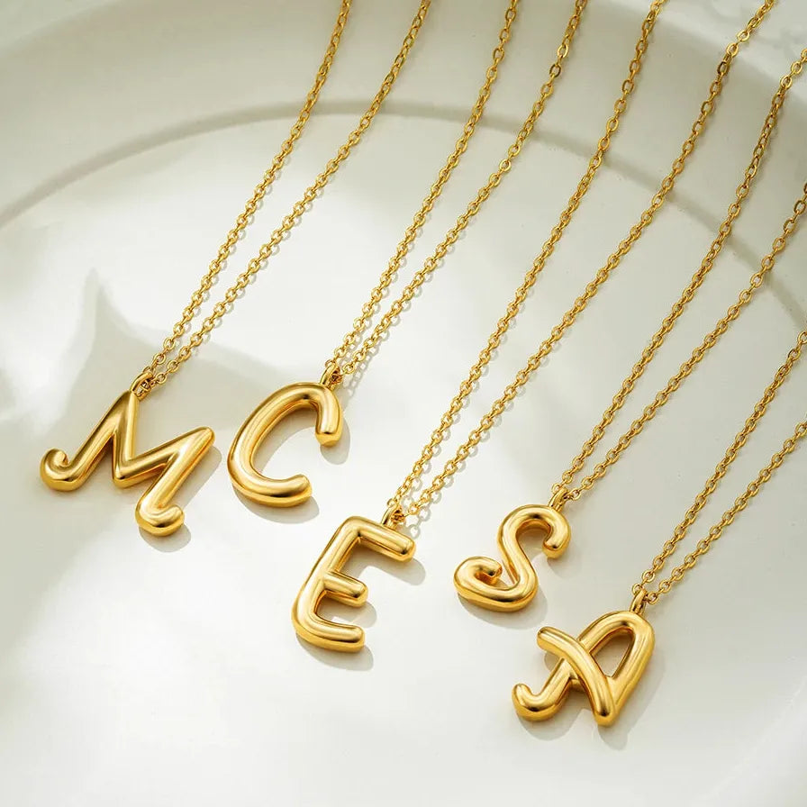 18K Gold Plated A-Z Initial Necklace Waterproof Alphabet Choker Jewelry Gift Women