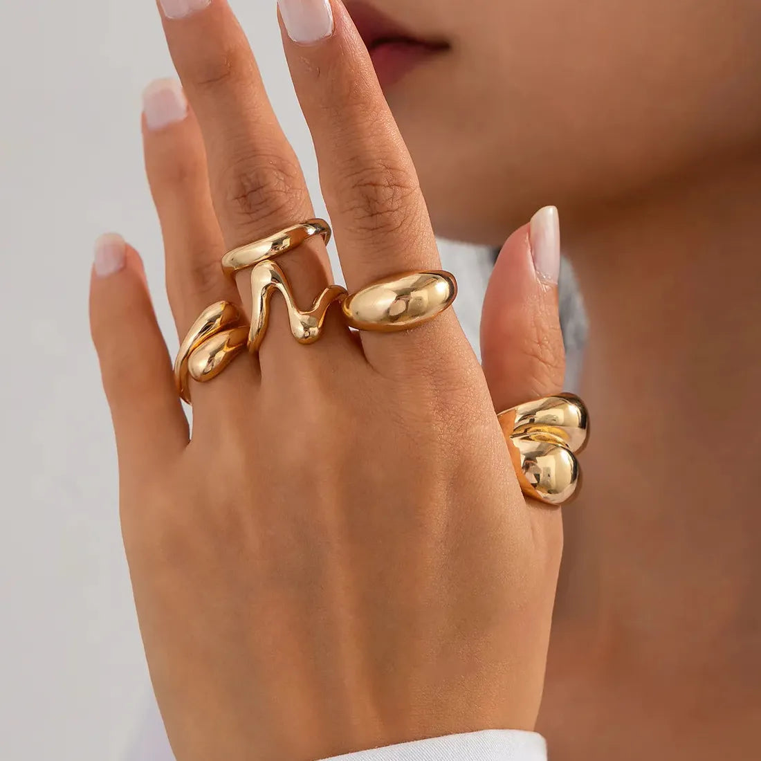 14Pcs Vintage Silver Punk Hiphop Metal Knuckle Rings Geometric Design for Women Men