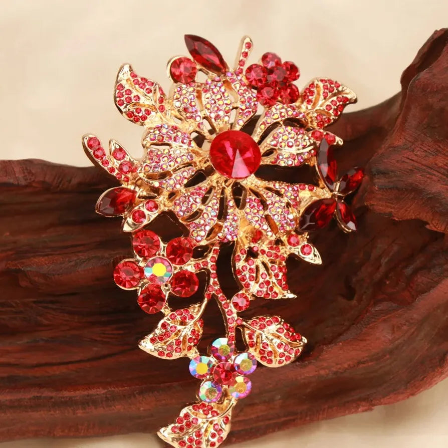 Elegant Openwork Tassel Flower Brooch for Women Classic Jewelry Accessory