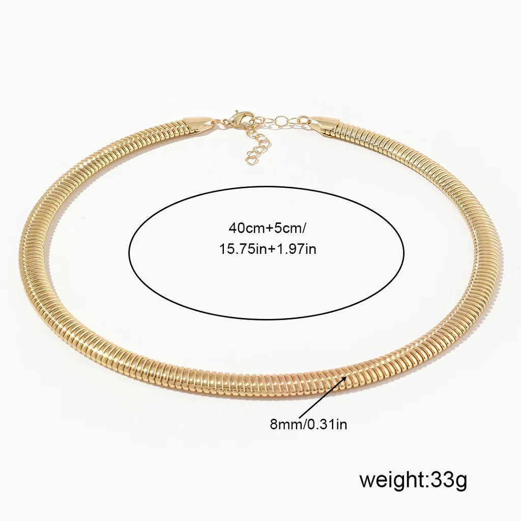 Geometric Snake Bone Chain Choker Necklace Women Stainless Steel Gold Jewelry