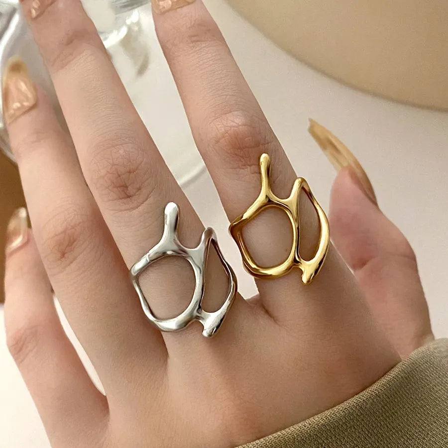 Vintage Irregular Hollow Adjustable Cocktail Ring for Women Fashion Jewelry