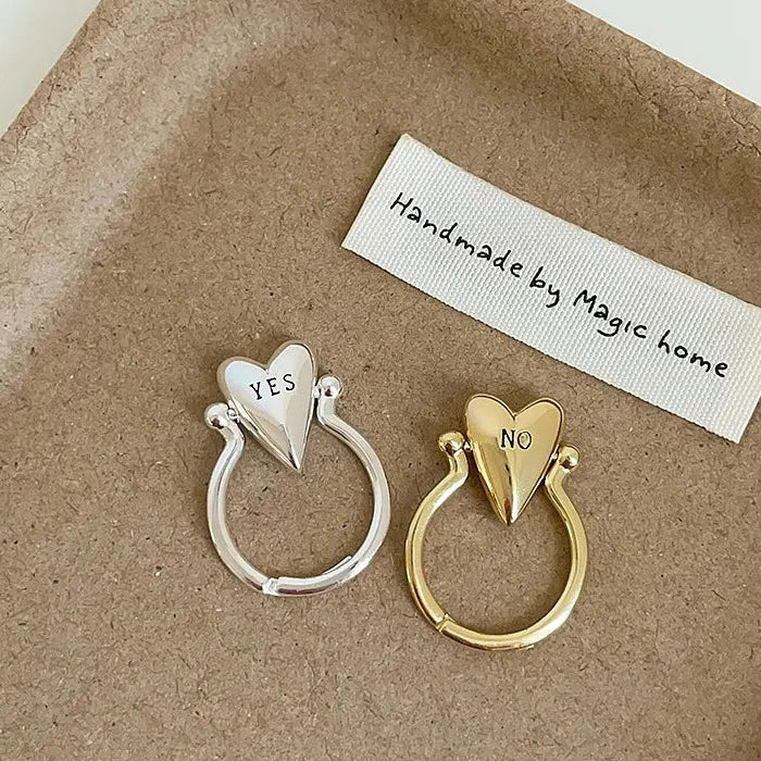 Adjustable Heart Ring Vintage YES or NO Couple Jewelry Romantic Gift