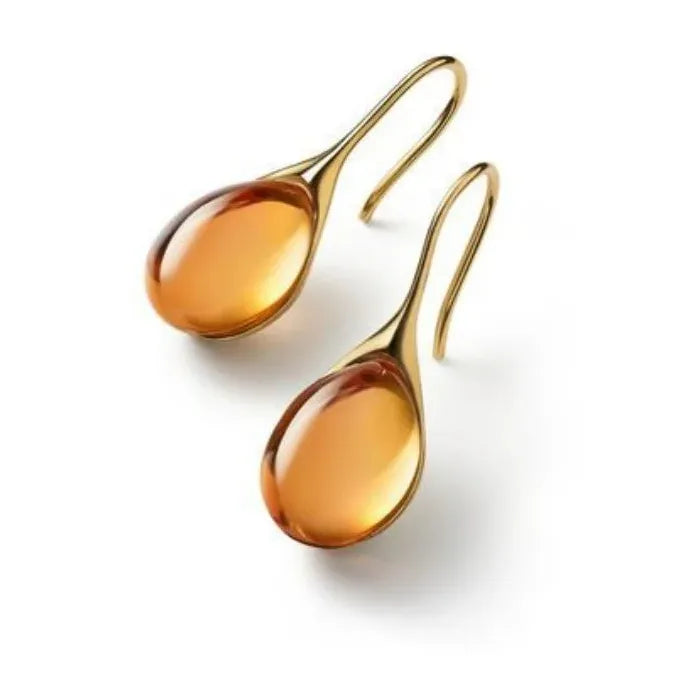 Gold Crystal Hook Dangle Earrings Natural Stone Drop Jewelry for Women Wedding