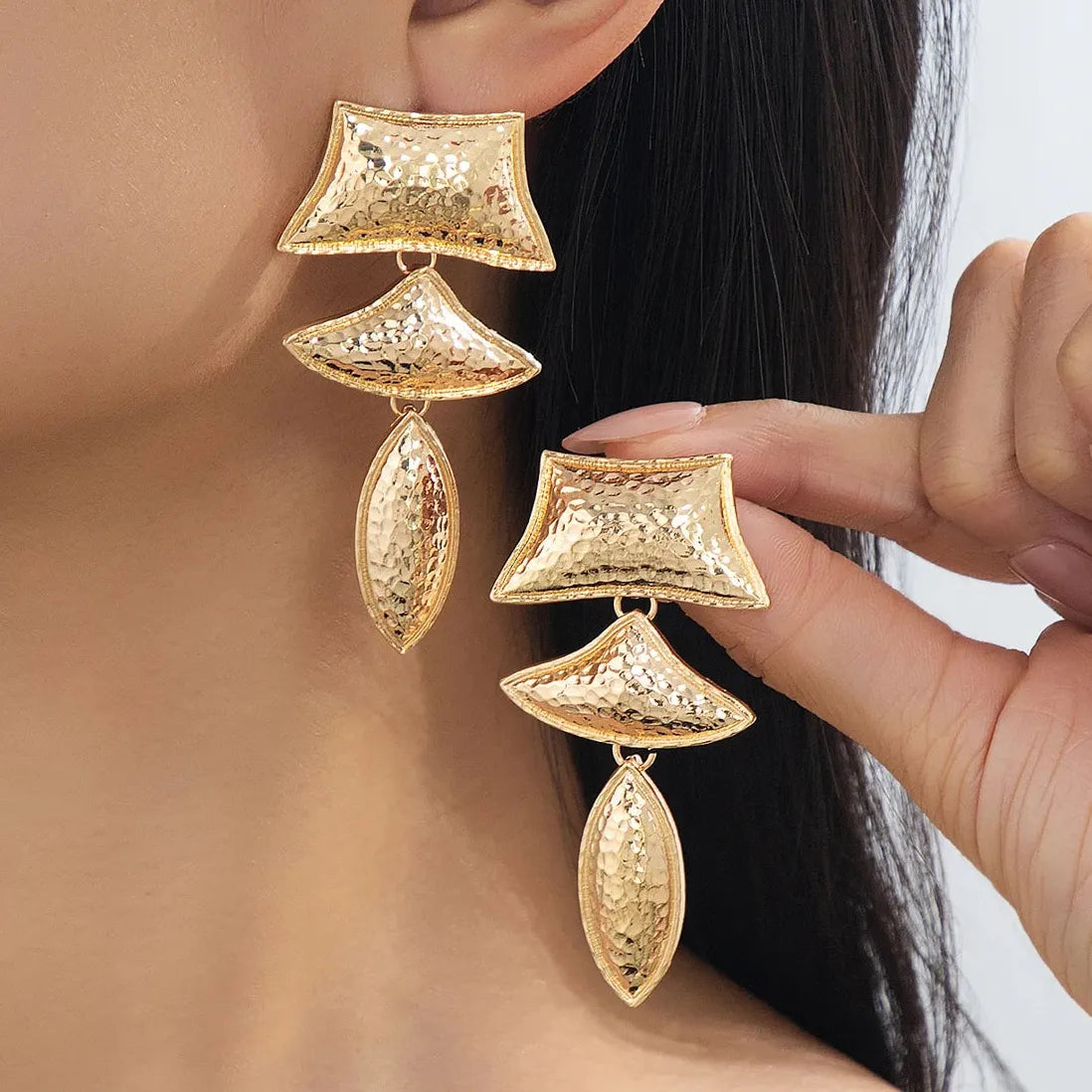 Geometric Multi Layer Large Drop Earrings for Women Fashion Jewelry