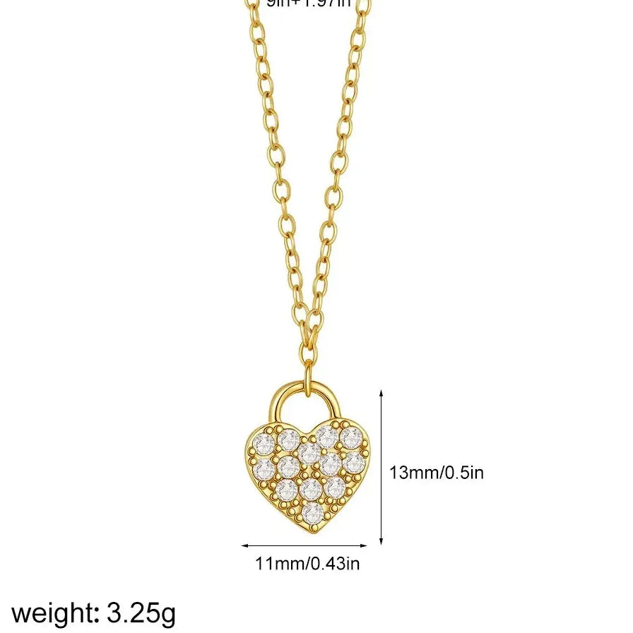 Elegant Stainless Steel Heart Pendant Necklace Lock Choker Waterproof Gift Jewelry