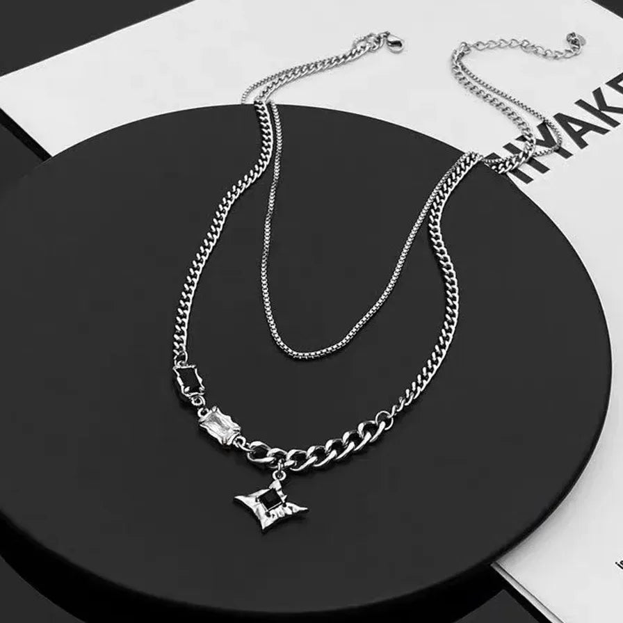 Hip Hop Star Circle Pendant Necklace Unisex Charm Fashion Jewelry