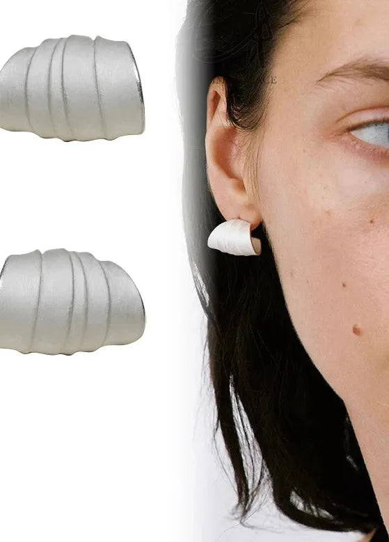 Retro Matte Copper Geometric Shell Pattern Ear Stud Earrings for Women Jewelry
