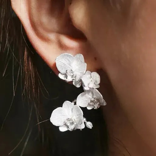 Minimalist Copper Alloy Butterfly Orchid Tassel Drop Earrings for Women Men