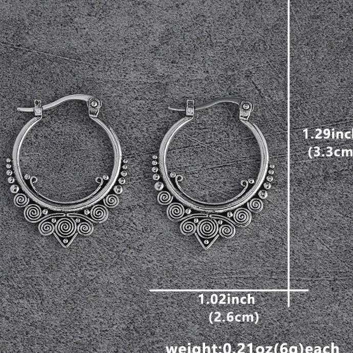 Vintage Hypoallergenic Zinc Alloy Needle Hoop Earrings Boho Jewelry for Men Women