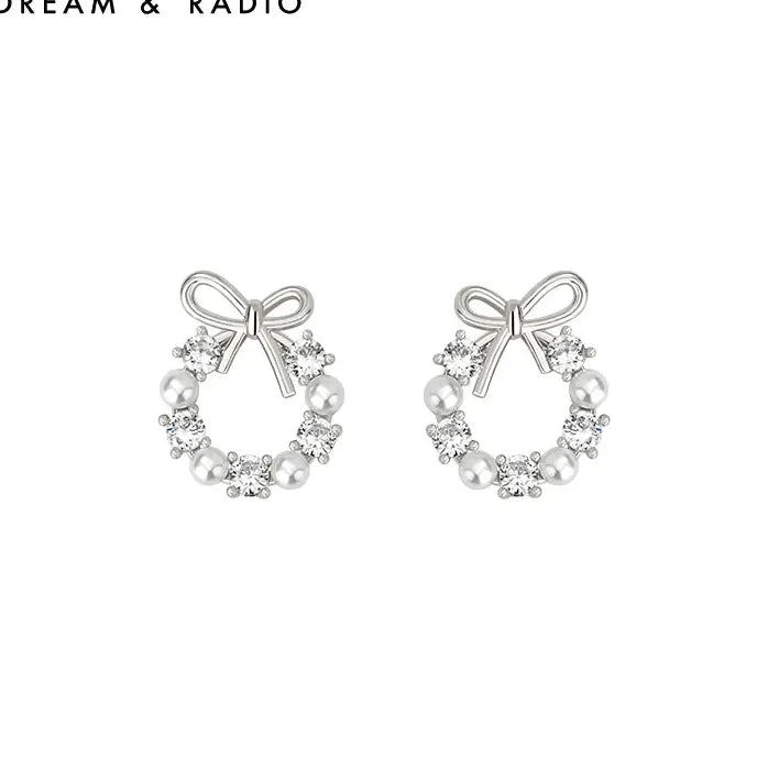 French Elegant Copper Alloy Bowknot Pearl Pendant Drop Earrings 2024 Jewelry Women
