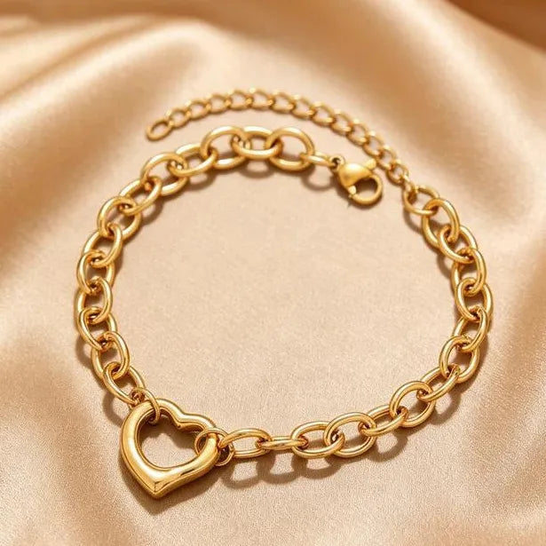 Irregular Hollow Heart Titanium Steel Bracelet for Women Ladies Jewelry Gift