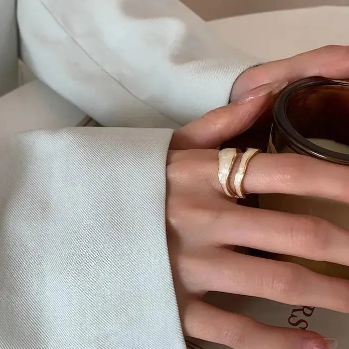 Adjustable Retro Gold Double Oil Drip Ring for Women 2025 Trendy Jewelry