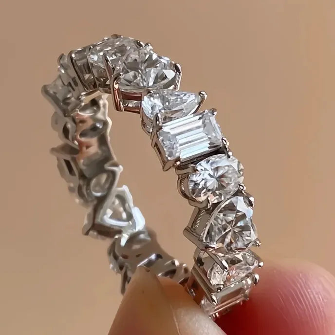 Women’s Geometric Cubic Zirconia Brass Ring Fashion Wedding Party Jewelry