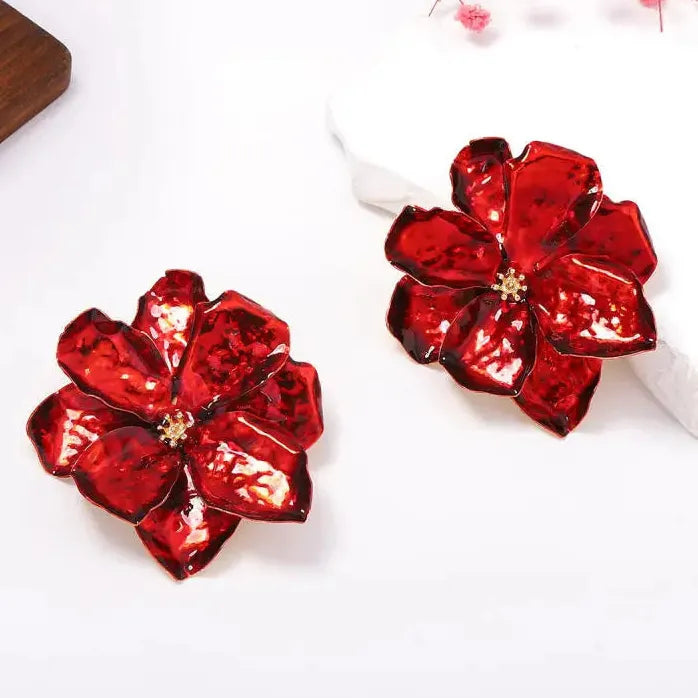 Vintage Plant Petal Drop Earrings for Women Colorful Fashion Jewelry