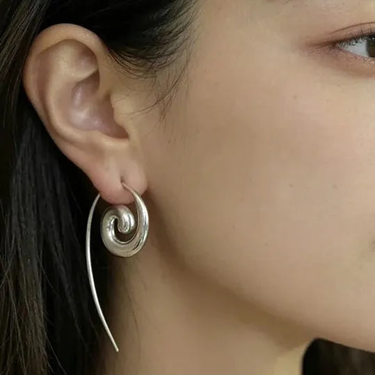 Minimalist Copper Geometric Stud Earrings Unisex Modern Spiral Jewelry