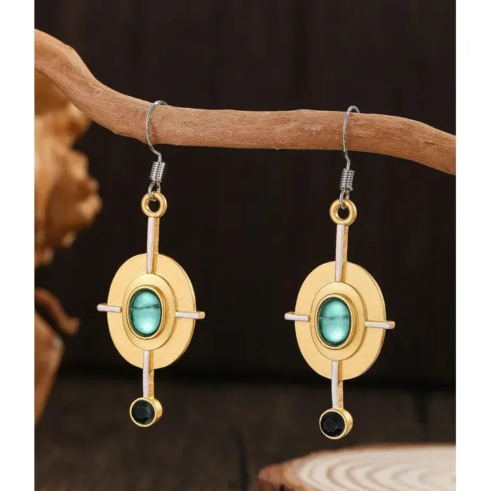 Vintage Tribal Spiral Dangle Earrings for Women Zinc Alloy Bronze Ethnic Gift