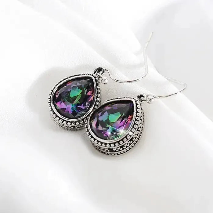 Vintage Geometric Multi-colored Cubic Zirconia Drop Earrings for Women
