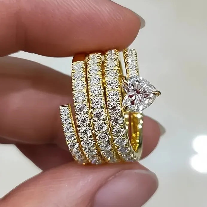 Elegant Gold Wide Cocktail Ring for Women Engagement Wedding Jewelry