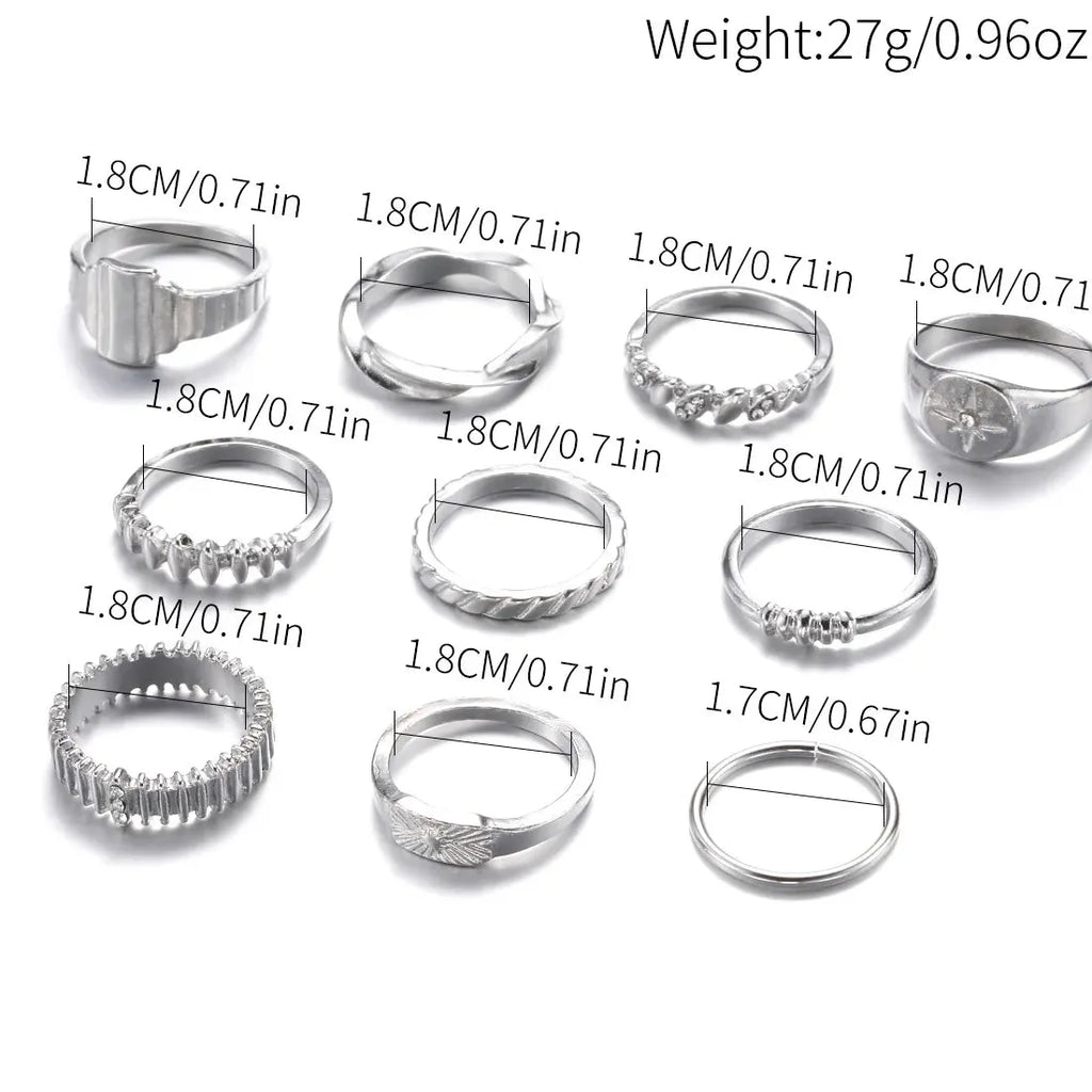 10Pcs Vintage Octagram Star Rings Set for Women Gifts 2026 Stylish Jewelry