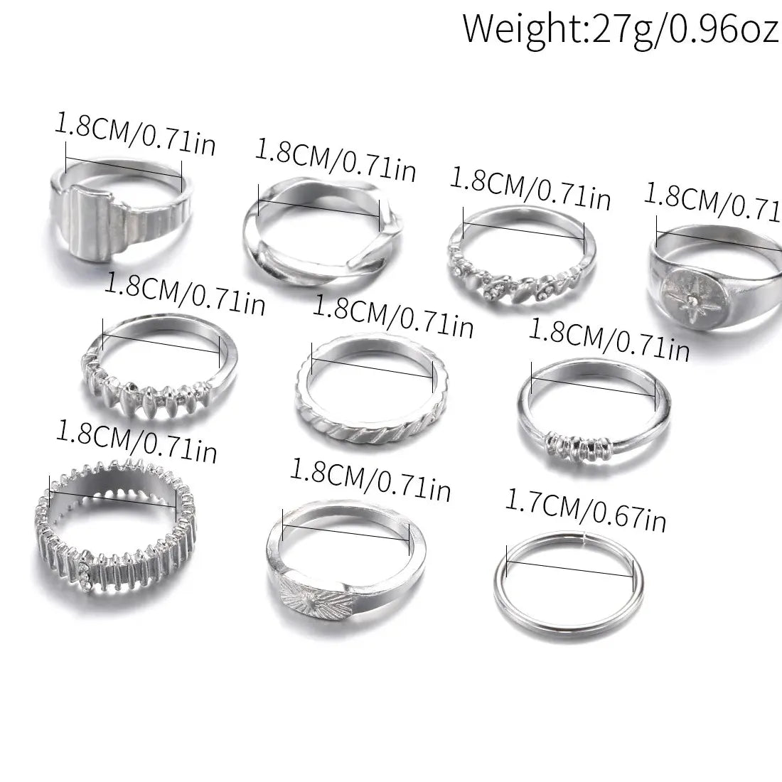 10Pcs Vintage Octagram Star Rings Set for Women Gifts 2026 Stylish Jewelry