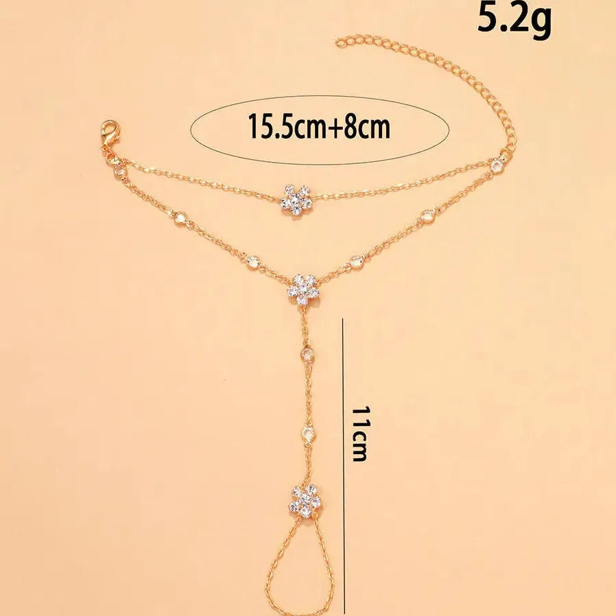 Adjustable Zircon Flower Bracelet for Women Crystal Jewelry Gift Plant Design