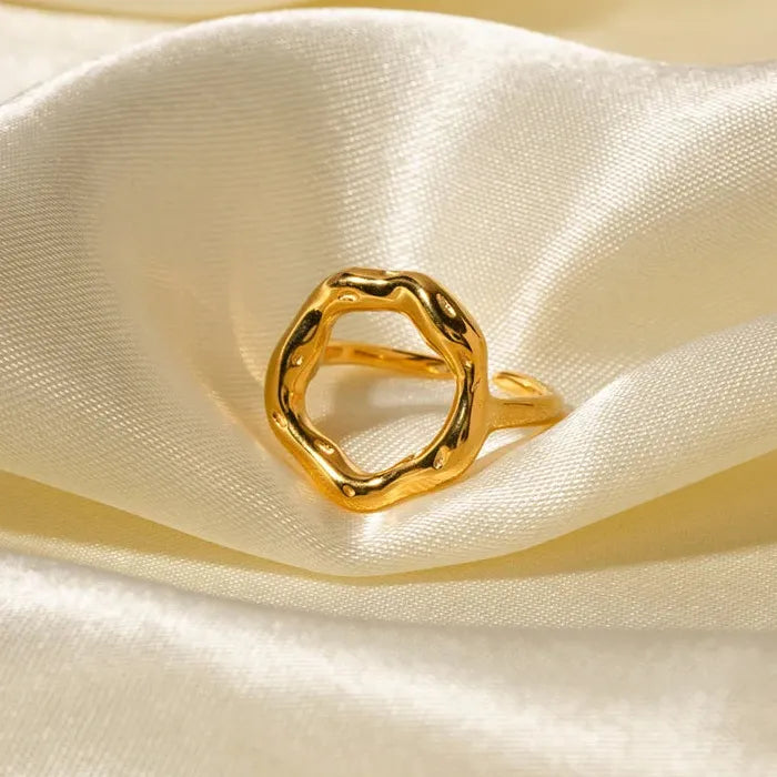 Vintage Gold Geometric Circle Ring for Women Fashion Jewelry Gift