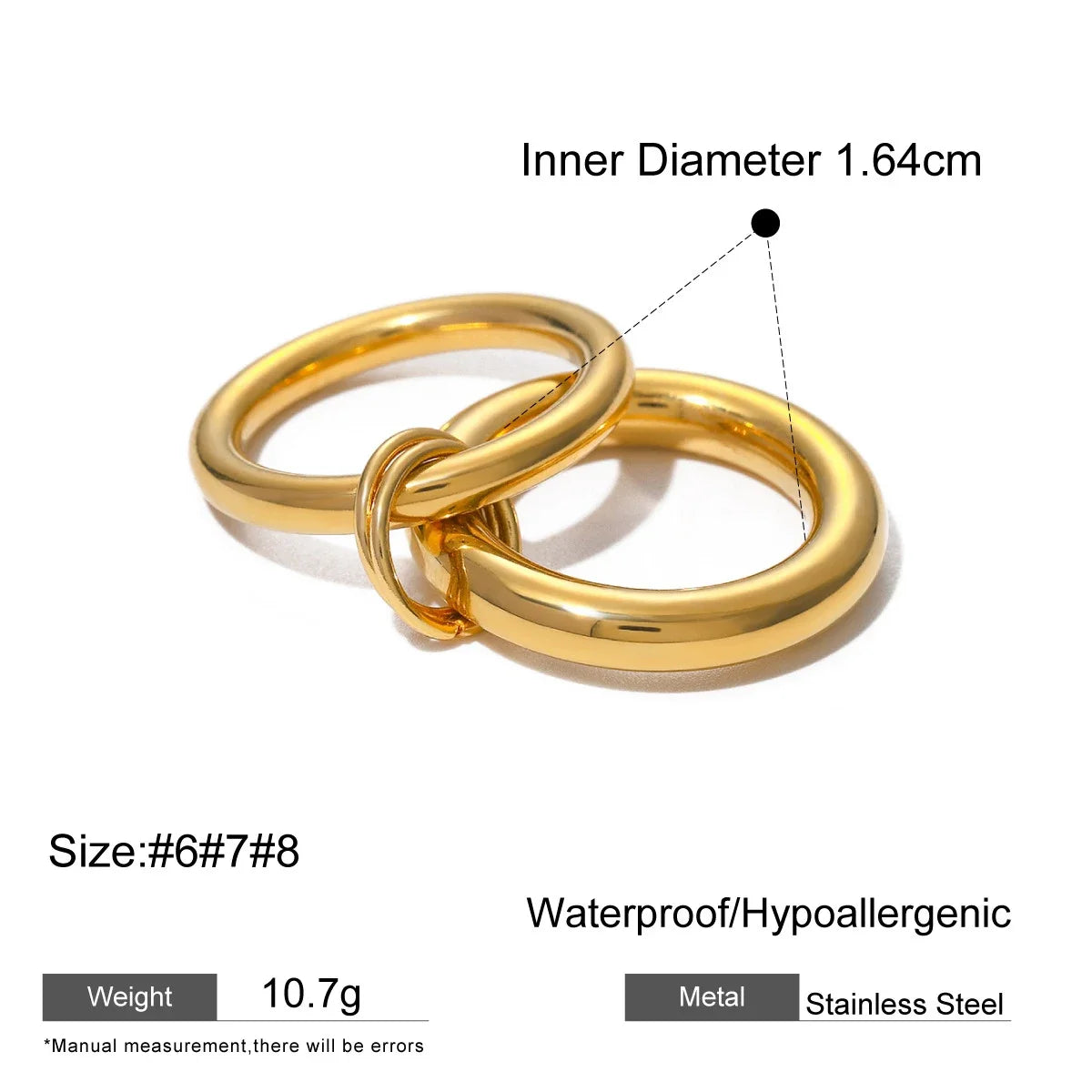Waterproof C Shape Hoop Earrings for Women Stainless Steel Gold Plated Rings