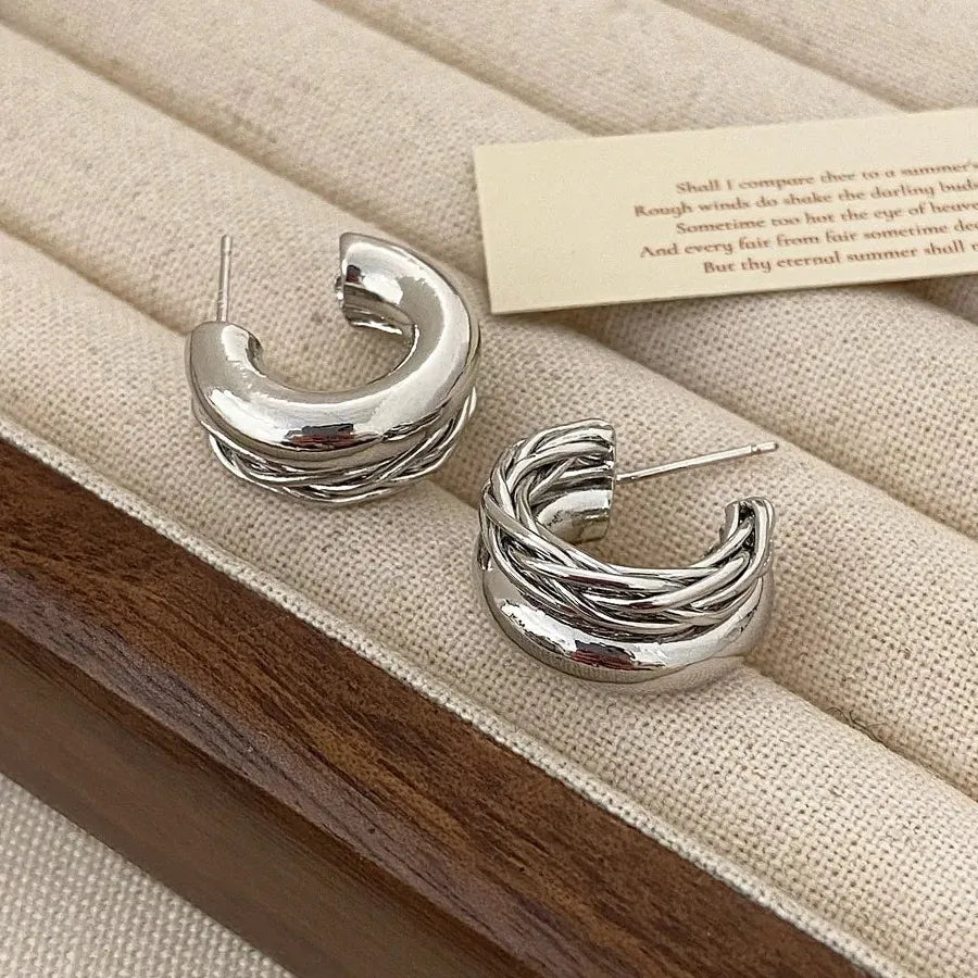 Minimalist Skeleton Stud Earrings Zinc Alloy Metal Korea Jewelry for Women